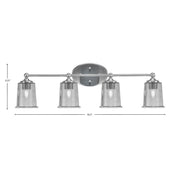 Toltec Capri 4-Light Bath Bar | Contemporary Brushed Nickel and Smoke Bubble Glass | Bathroom & Powder Room Vanity Light | 8.25 x 9.25 in | Model 5914-BN-5032