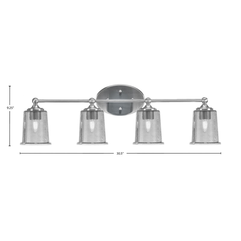 Toltec Capri 4-Light Bath Bar | Contemporary Brushed Nickel and Smoke Bubble Glass | Bathroom & Powder Room Vanity Light | 8.25 x 9.25 in | Model 5914-BN-5032