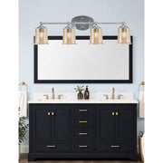 Toltec Capri 4-Light Bath Bar | Contemporary Brushed Nickel and Amber Bubble Glass | Bathroom & Powder Room Vanity Light | 8.25 x 9.25 in | Model 5914-BN-5033