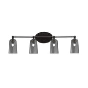 Toltec Capri 4-Light Bath Bar | Matte Black and Smoke Bubble Glass | Bathroom & Powder Room Vanity | 7.5 x 10.25 in | Model 5914-MB-262