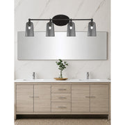 Toltec Capri 4-Light Bath Bar | Matte Black and Smoke Bubble Glass | Bathroom & Powder Room Vanity | 7.5 x 10.25 in | Model 5914-MB-262