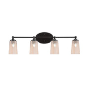 Toltec Capri 4-Light Bath Bar | Modern Matte Black and Amber Gradient Glass | Bathroom Vanity & Powder Room | 7.5 x 10.25 in | Model 5914-MB-263