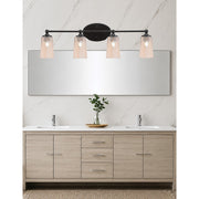 Toltec Capri 4-Light Bath Bar | Modern Matte Black and Amber Gradient Glass | Bathroom Vanity & Powder Room | 7.5 x 10.25 in | Model 5914-MB-263