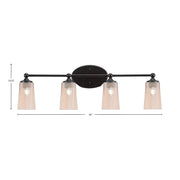 Toltec Capri 4-Light Bath Bar | Modern Matte Black and Amber Gradient Glass | Bathroom Vanity & Powder Room | 7.5 x 10.25 in | Model 5914-MB-263
