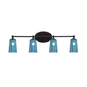 Toltec Capri 4-Light Bath Bar | Modern Matte Black and Blue Gradient Glass | Bathroom Vanity & Powder Room | 7.5 x 10.25 in | Model 5914-MB-265