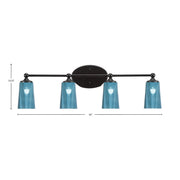 Toltec Capri 4-Light Bath Bar | Modern Matte Black and Blue Gradient Glass | Bathroom Vanity & Powder Room | 7.5 x 10.25 in | Model 5914-MB-265