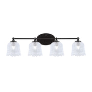 Toltec Capri 4-Light Bath Bar | Modern Matte Black Steel and Clear Lava Glass | Bathroom Vanity Light | 8.75 x 8.75 x 10 in | Model 5914-MB-4230