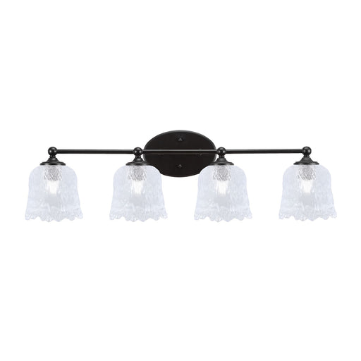 Toltec Capri 4-Light Bath Bar | Modern Matte Black Steel and Clear Lava Glass | Bathroom Vanity Light | 8.75 x 8.75 x 10 in | Model 5914-MB-4230