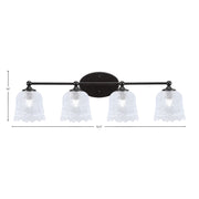 Toltec Capri 4-Light Bath Bar | Modern Matte Black Steel and Clear Lava Glass | Bathroom Vanity Light | 8.75 x 8.75 x 10 in | Model 5914-MB-4230