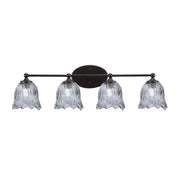 Toltec Capri 4-Light Bath Bar | Modern Matte Black Steel and Smoke Lava Glass | Bathroom Vanity Light | 8.75 x 8.75 x 10 in | Model 5914-MB-4232