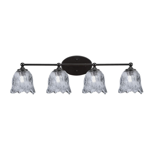 Toltec Capri 4-Light Bath Bar | Modern Matte Black Steel and Smoke Lava Glass | Bathroom Vanity Light | 8.75 x 8.75 x 10 in | Model 5914-MB-4232