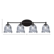 Toltec Capri 4-Light Bath Bar | Modern Matte Black Steel and Smoke Lava Glass | Bathroom Vanity Light | 8.75 x 8.75 x 10 in | Model 5914-MB-4232