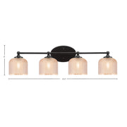 Toltec Capri 31.5in 4-Light Bath Bar | Modern Matte Black Steel and Amber Textured Glass | Large Bathroom Vanity Light | 31.5 x 9 x 8.25 in | Model 5914-MB-4613