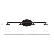 Toltec Capri 4-Light Bath Bar | Modern Matte Black and White Opal Glass | Bathroom Vanity & Powder Room | 8.25 x 9.25 in | Model 5914-MB-5031
