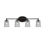 Toltec Capri 4-Light Bath Bar | Modern Matte Black and Smoke Bubble Glass | Bathroom Vanity & Powder Room | 8.25 x 9.25 in | Model 5914-MB-5032