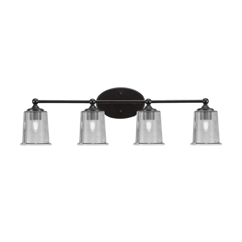 Toltec Capri 4-Light Bath Bar | Modern Matte Black and Smoke Bubble Glass | Bathroom Vanity & Powder Room | 8.25 x 9.25 in | Model 5914-MB-5032