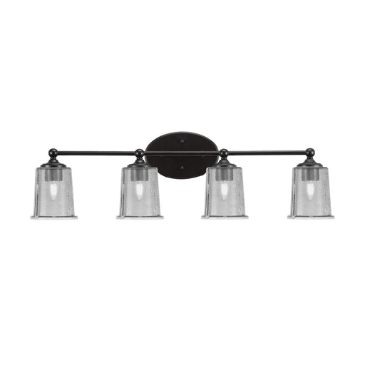 Toltec Capri 4-Light Bath Bar | Modern Matte Black and Smoke Bubble Glass | Bathroom Vanity & Powder Room | 8.25 x 9.25 in | Model 5914-MB-5032