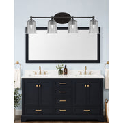 Toltec Capri 4-Light Bath Bar | Modern Matte Black and Smoke Bubble Glass | Bathroom Vanity & Powder Room | 8.25 x 9.25 in | Model 5914-MB-5032
