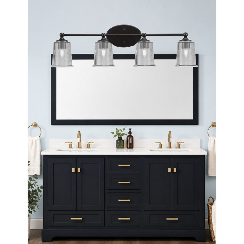 Toltec Capri 4-Light Bath Bar | Modern Matte Black and Smoke Bubble Glass | Bathroom Vanity & Powder Room | 8.25 x 9.25 in | Model 5914-MB-5032