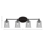 Toltec Capri 4-Light Bath Bar | Modern Matte Black and Smoke Bubble Glass | Bathroom Vanity & Powder Room | 8.25 x 9.25 in | Model 5914-MB-5032