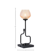 Toltec Sandia 20in 1-Light Accent Lamp | Modern Matte Black Steel and Amber Textured Glass with USB Ports | Bedside & Desk Table Lamp | Model 60-MB-4623