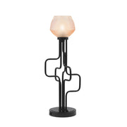 Toltec Sandia 1-Light Table Lamp | Modern Matte Black Steel and Amber Textured Glass | Bedroom & Home Office Nightstand | 8.5 x 23 in, USB Ports | Model 62-MB-4623