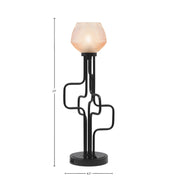 Toltec Sandia 1-Light Table Lamp | Modern Matte Black Steel and Amber Textured Glass | Bedroom & Home Office Nightstand | 8.5 x 23 in, USB Ports | Model 62-MB-4623