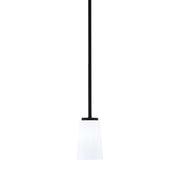 Toltec Sandia 4.5in 1-Light Mini Pendant | Modern Matte Black and White Opal Glass | Kitchen Island & Dining Room | 4.5 x 7 in | Model 6201-MB-261