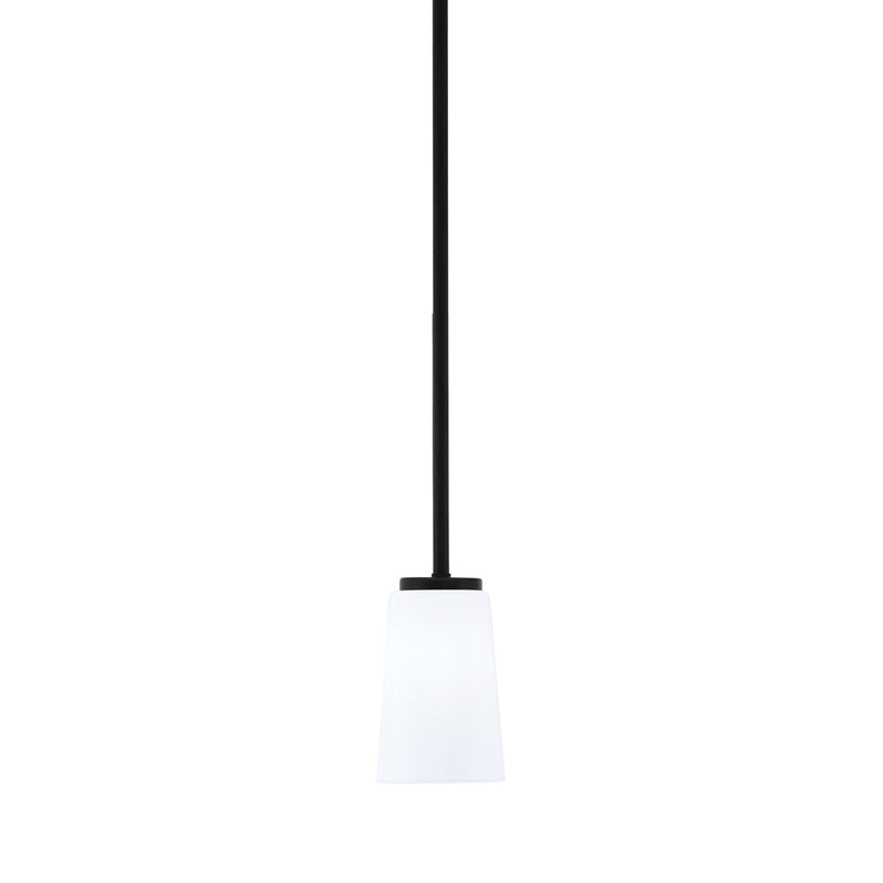 Toltec Sandia 4.5in 1-Light Mini Pendant | Modern Matte Black and White Opal Glass | Kitchen Island & Dining Room | 4.5 x 7 in | Model 6201-MB-261