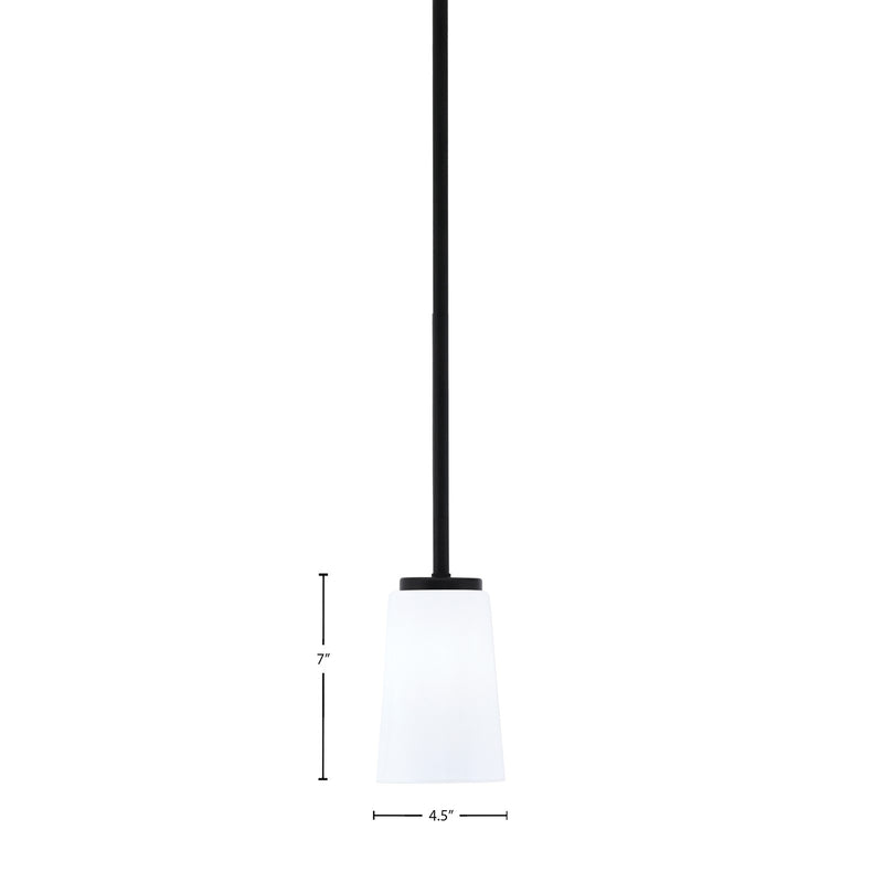 Toltec Sandia 4.5in 1-Light Mini Pendant | Modern Matte Black and White Opal Glass | Kitchen Island & Dining Room | 4.5 x 7 in | Model 6201-MB-261