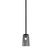 Toltec Sandia 4.5in 1-Light Mini Pendant | Modern Matte Black and Smoke Bubble Glass | Kitchen Island & Dining Room | 4.5 x 7 in | Model 6201-MB-262