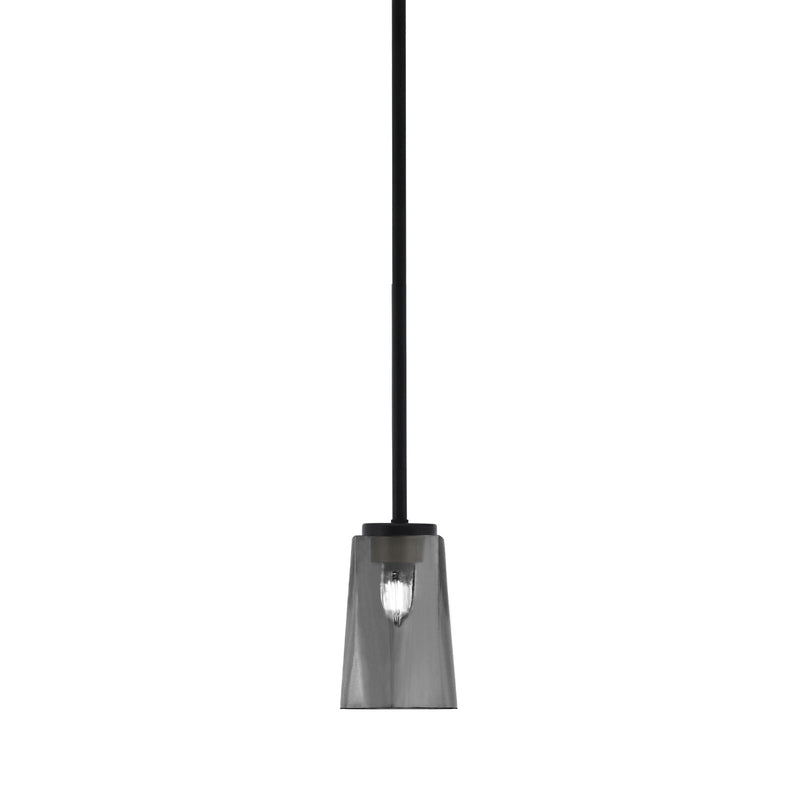 Toltec Sandia 4.5in 1-Light Mini Pendant | Modern Matte Black and Smoke Bubble Glass | Kitchen Island & Dining Room | 4.5 x 7 in | Model 6201-MB-262