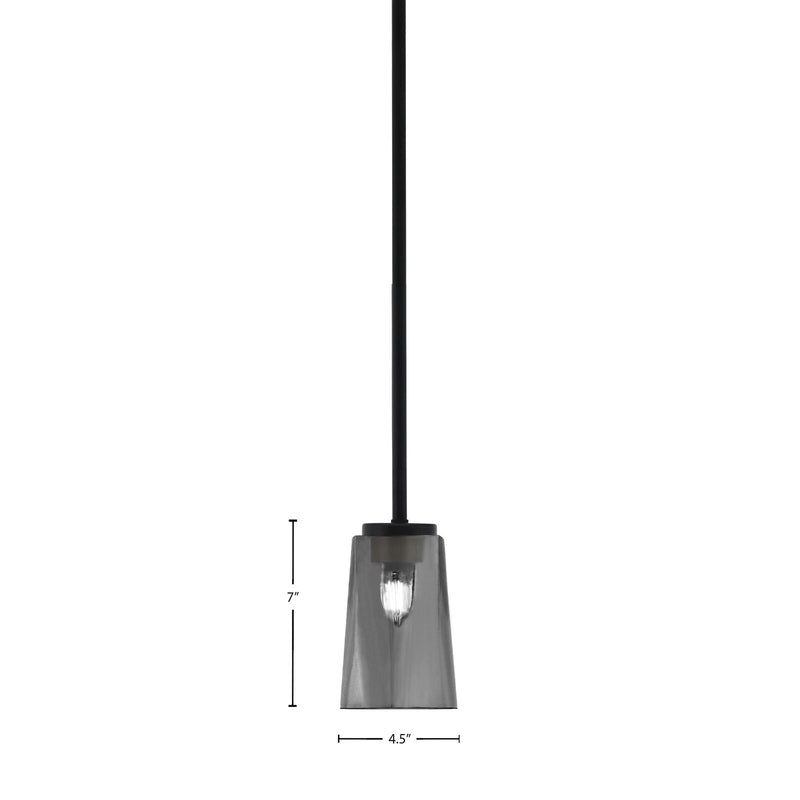 Toltec Sandia 4.5in 1-Light Mini Pendant | Modern Matte Black and Smoke Bubble Glass | Kitchen Island & Dining Room | 4.5 x 7 in | Model 6201-MB-262