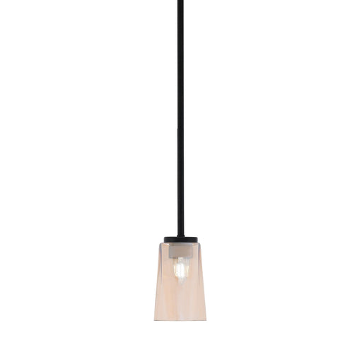 Toltec Sandia 4.5in 1-Light Mini Pendant | Modern Matte Black and Amber Gradient Glass | Kitchen Island & Dining Room | 4.5 x 7 in | Model 6201-MB-263