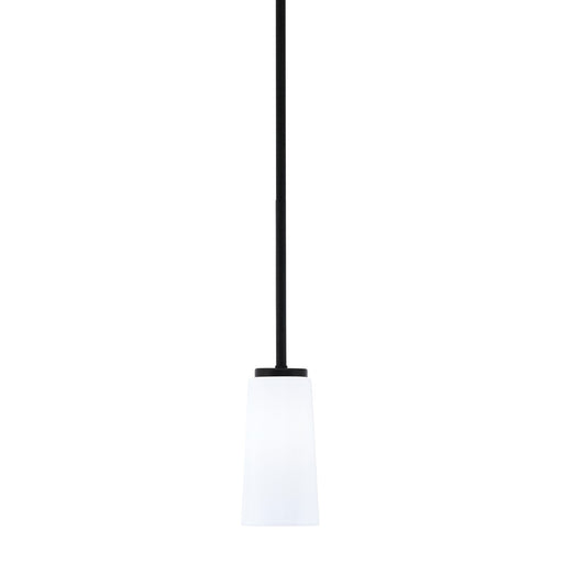 Toltec Sandia 5in 1-Light Mini Pendant | Matte Black and White Opal Glass | Kitchen Island & Dining Room | 5 x 10 in | Model 6201-MB-291