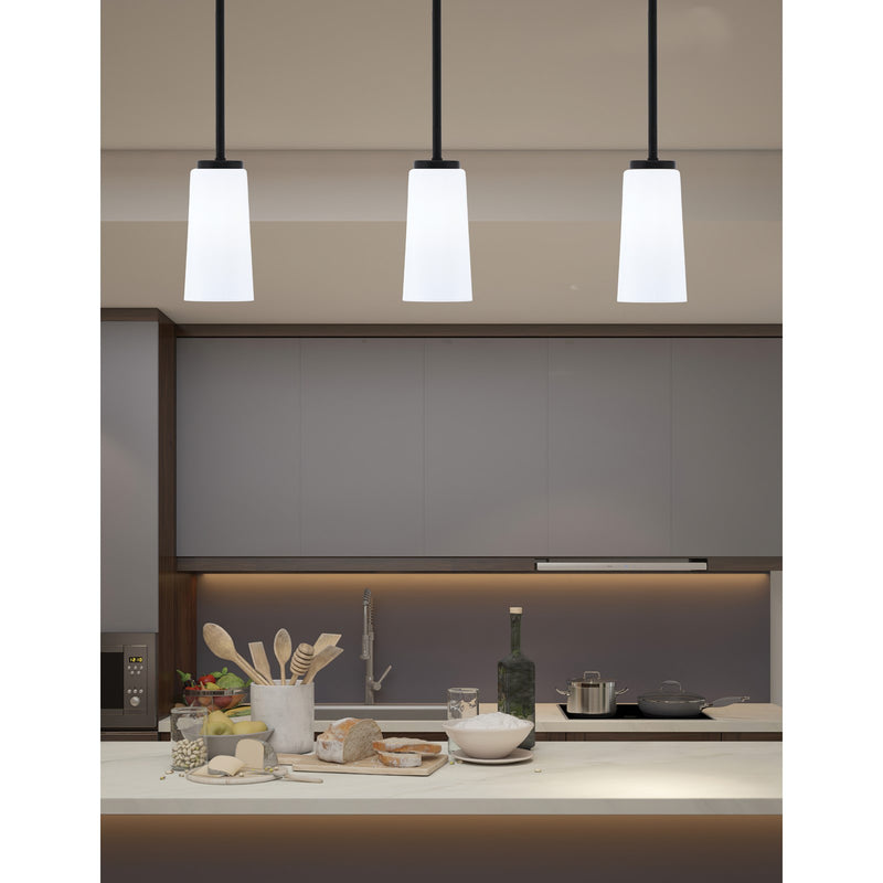 Toltec Sandia 5in 1-Light Mini Pendant | Matte Black and White Opal Glass | Kitchen Island & Dining Room | 5 x 10 in | Model 6201-MB-291