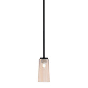 Toltec Sandia 5in 1-Light Mini Pendant | Matte Black and Amber Gradient Glass | Kitchen Island & Dining Room | 5 x 10 in | Model 6201-MB-293