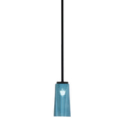 Toltec Sandia 5in 1-Light Mini Pendant | Matte Black and Blue Gradient Glass | Kitchen Island & Dining Room | 5 x 10 in | Model 6201-MB-295
