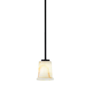 Toltec Sandia 5in 1-Light Mini Pendant | Organic Matte Black and Natural Stone | Kitchen Island & Dining Room | 5 x 6 in | Model 6201-MB-4128