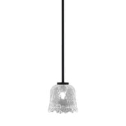 Toltec Sandia 7in 1-Light Mini Pendant | Modern Matte Black and Clear Lava Glass | Kitchen Island & Dining Room | 7 x 7 x 7 in | Model 6201-MB-4230