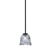 Toltec Sandia 7in 1-Light Mini Pendant | Modern Matte Black and Smoke Lava Glass | Kitchen Island & Dining Room | 7 x 7 in | Model 6201-MB-4232