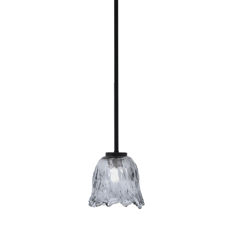 Toltec Sandia 7in 1-Light Mini Pendant | Modern Matte Black and Smoke Lava Glass | Kitchen Island & Dining Room | 7 x 7 in | Model 6201-MB-4232