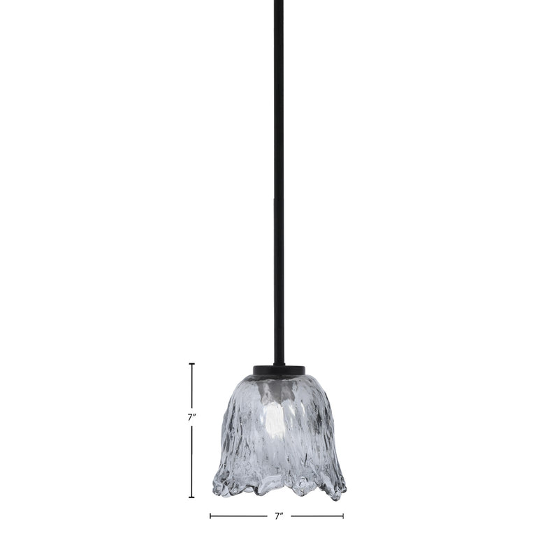 Toltec Sandia 7in 1-Light Mini Pendant | Modern Matte Black and Smoke Lava Glass | Kitchen Island & Dining Room | 7 x 7 in | Model 6201-MB-4232