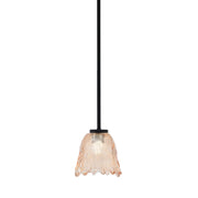 Toltec Sandia 7in 1-Light Mini Pendant | Modern Matte Black and Amber Lava Glass | Kitchen Island & Dining Room | 7 x 7 in | Model 6201-MB-4233