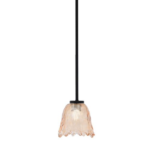 Toltec Sandia 7in 1-Light Mini Pendant | Modern Matte Black and Amber Lava Glass | Kitchen Island & Dining Room | 7 x 7 in | Model 6201-MB-4233