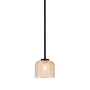 Toltec Sandia 6in 1-Light Mini Pendant | Modern Matte Black Steel and Amber Textured Glass | Kitchen Island & Counter Accent | 6 x 6 in | Model 6201-MB-4613