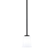 Toltec Sandia 5in 1-Light Mini Pendant | Modern Matte Black and White Opal Glass | Kitchen Island & Dining Room | 5 x 5 x 6 in | Model 6201-MB-5031