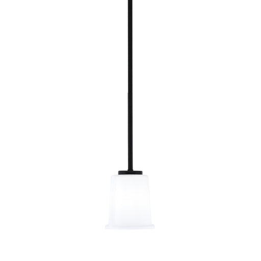 Toltec Sandia 5in 1-Light Mini Pendant | Modern Matte Black and White Opal Glass | Kitchen Island & Dining Room | 5 x 5 x 6 in | Model 6201-MB-5031