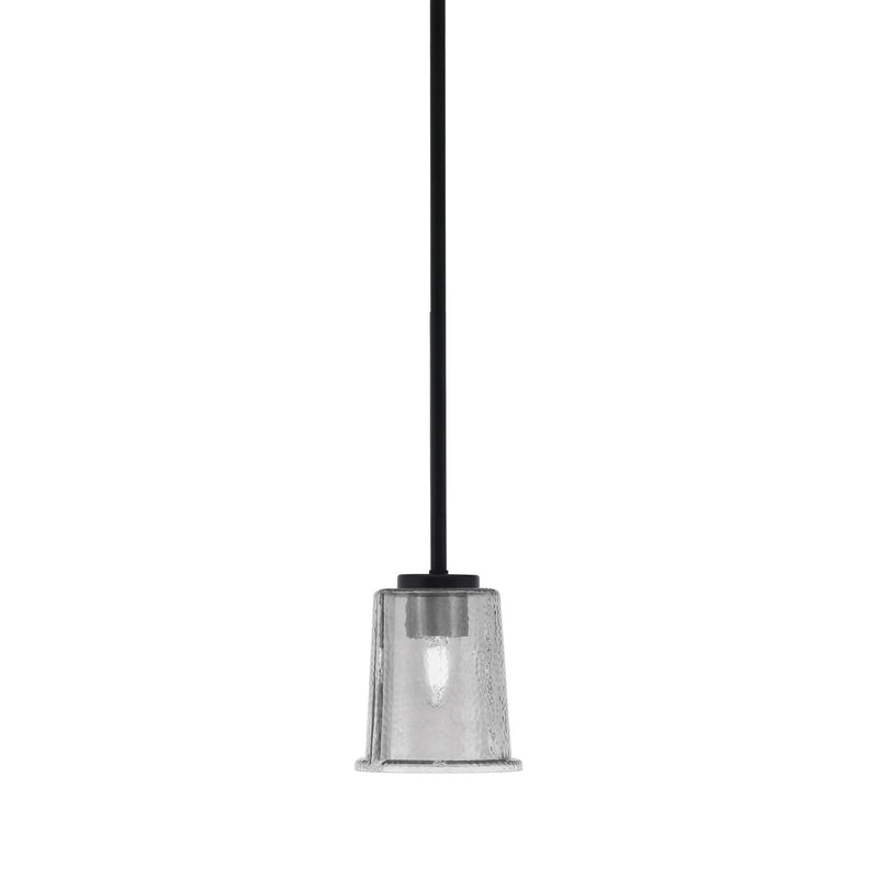 Toltec Sandia 5in 1-Light Mini Pendant | Modern Matte Black and Smoke Bubble Glass | Kitchen Island & Dining Room | 5 x 5 x 6 in | Model 6201-MB-5032