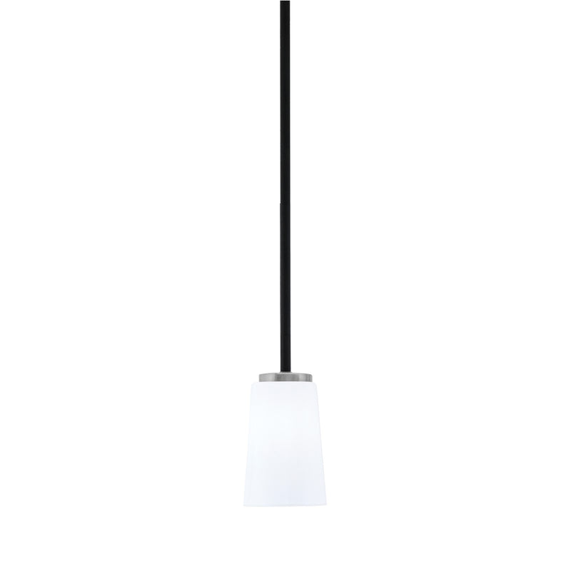 Toltec Sandia 4.5in 1-Light Mini Pendant | Modern Matte Black & Graphite and White Opal Glass | Kitchen Island & Dining Room | Model 6201-MBGP-261